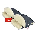 BABYLUX MUFF Handmuff PLÜSCH/WOLLE Handwärmer für Kinderwagen Buggy Handschuh 2 Stück (14. Graphit + Lammwolle)