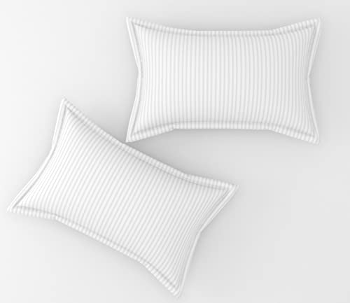 Image of DECOR2ADMIRE 300 Thread Count Premium Glace Cotton Plain Stripe Single Bedsheet with One Pillow Cover (60 inch x 90 inch) (White, Pack of 2)