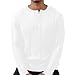 Men's Ribbed Henley Shirts Slim Fit Knit Henley Shirt Basic Button Fashion Top White
