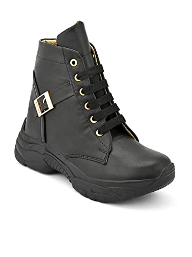 Image of Shoes for Women High Ankle Flat Heel Boot Shoes for Girls with Buckle