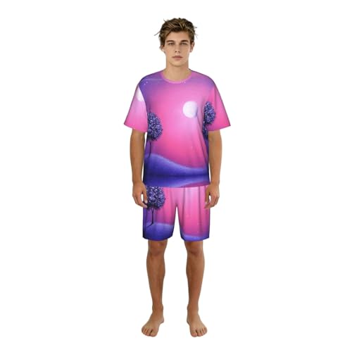 Pyjama short homme imprimé peinture artistique pour des nuits d'été fraîches et élégantes