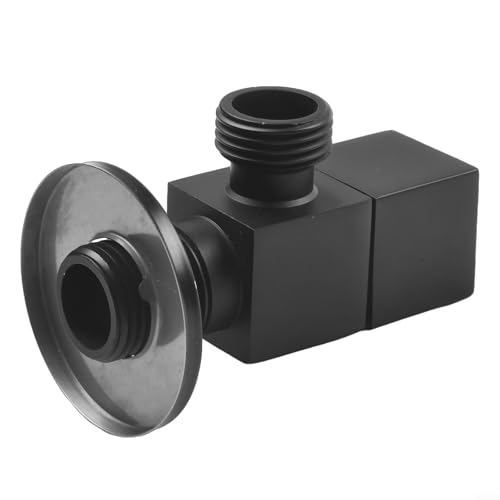 Honseadek Vanne d'angle en cuivre pur pour chauffe-eau - Vanne triangulaire antirouille galvanisée brossée avec filetage G1/2 0,8 MPa - Noir