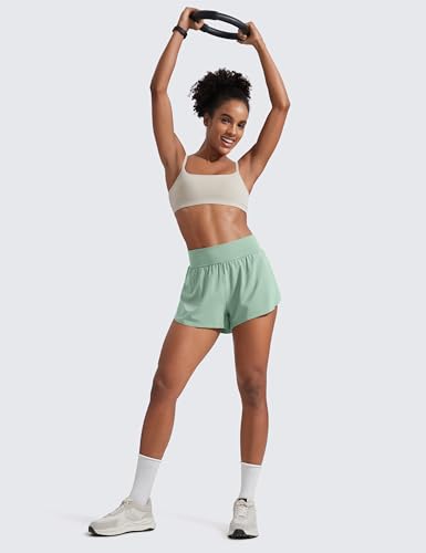 Image of CRZ YOGA High Waisted Split Running Shorts 3 inch | Mesh Liner, Quick Dry, Lightweight, for Women
