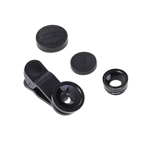 Balacoo Kamera Objektiv Kit für Phone Tragbare 3 in 1 Handy Objektiv Fisheye Makro Weitwinkel Externe Objektiv mit Objektiv Clip Handy Fotografie Zubehör für iPhone 6S/ 7/8/ X (Schwarz) Cover