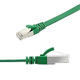 Ligawo Flachkabel Cat7 ( 0,5m ) grün, Netzwerkkabel Patchkabel Cat.7 mit RJ45 Cat6A Stecker - flach