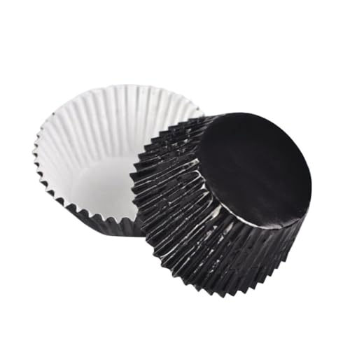 WEKADRIN 100 Piezas Unidades Moldes Mini Tartas Aluminio Grueso para Hornear Cupcakes Muffins Desechables Color Negro