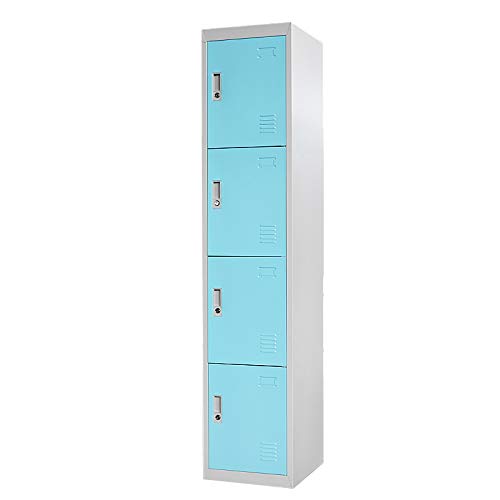 Panana Metal Storage Lockers Work Office Cupboard Lockable Filing Storage Unit School Staff Gym Changing Room Six Doors (Blue, 4 Door)