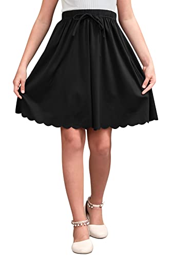 GORLYA Girls A-Line Swing Midi Skirt with Pockets