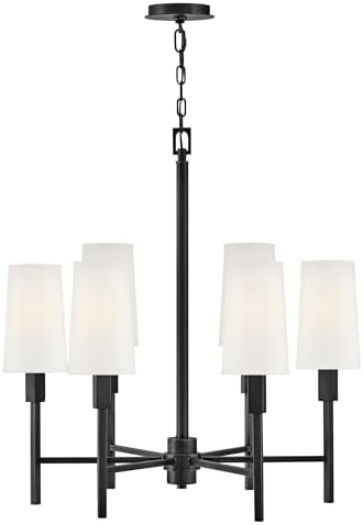 Hinkley Fenwick 46455BK Medium Chandelier, Ideal for Vintage Filament Bulbs, Paper Shade, Black