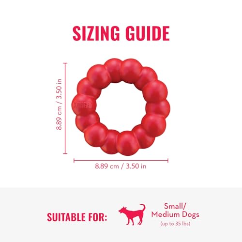 KONG Ring - Natural Rubber Ring Toy for Healthy Chewing Habits - Chew Toy Supports Dog Dental Health - Dog Toy Supports Instincts During Playtime - for Small/Medium Dogs