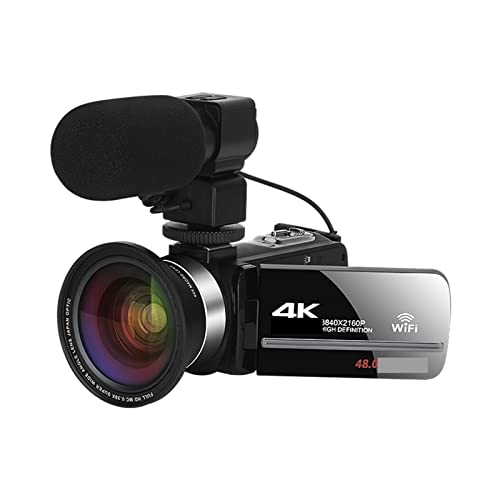 Enregistreur vidéo vlog 4K 48MP avec microphone externe, caméra de streaming et grand angle