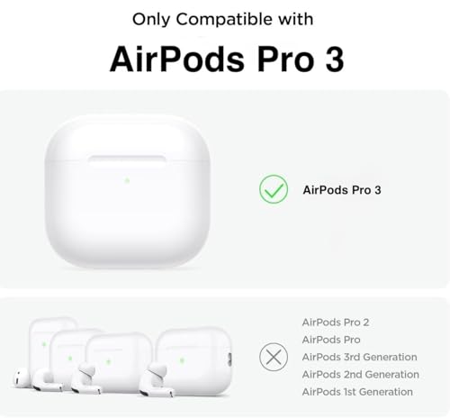Image of KHR Leather Texture Full-Body Protective Case Cover for AirPods Pro 3rd Generation (2025), Wireless Charging and Front LED Visible Case with Lanyard for AirPods Pro 3 (Black)