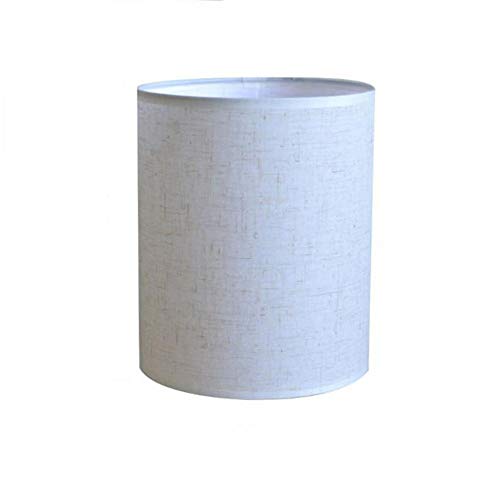 Pantalla Tela De Tambor, Lino Cilíndrico Pantalla De Cabecera Luz Del Escritorio Lámpara De Mesa Lámparas De Pared De Suelo, Pantallas De Lámparas Rectas Para Techo Luces Pendientes,Blanco,D18*H20cm Cover