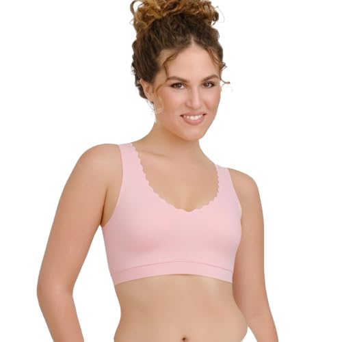 Image of Floatley Cozy Scalloped Bra Comfort Wirefree Full Coverage Seamless Bra with Embedded Pad for Women