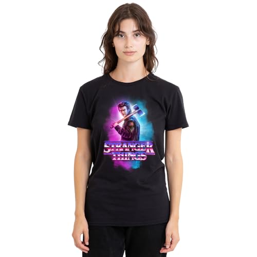 T-shirt Stranger Things Steve Harrington noir pour femme fan de la série fantastique pop