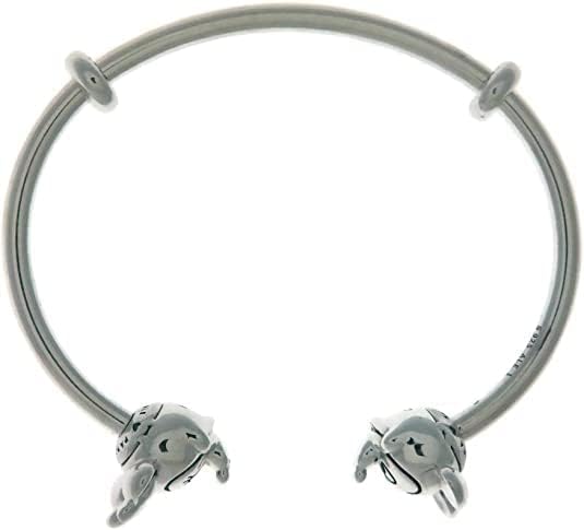 PANDORA Disney open bangle in sterling silver with silicone stoppers and Mickey & Minnie interchangeable end