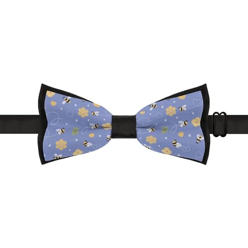 GoasNei Cartoon Bee And Flower Pattern Bow Tie for Men Adjustable Necktie Funny Tie Neck Ties for Weddings Party