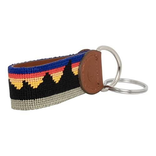Image of Leather Hand-Stitched Needlepoint Key Fob or Key Chain