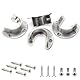 Yosawo 4 Stück Rundrohr Halterung， Stangenhalterung Edelstahl Verstellbar ，U-Form Sockelflansche mit Schraube Für Kleiderschrank, Schrank, Balkon,Badezimmer（Silber/32mm）