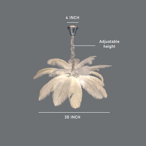 Image of Harold Electricals Modern White Ostrich Plumes Chandelier |Creative Feather Dulight Ceiling Pendant Light for Bedroom Living Room Dining Area Cafe Hotel Photography Prop -Bulb Included