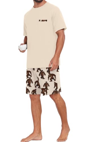 Image of Mens Pajamas Set Lightweight Summer Pjs Sleepwear Soft Comfy Short Sleeve Loungewear With Pocket (S-4X)