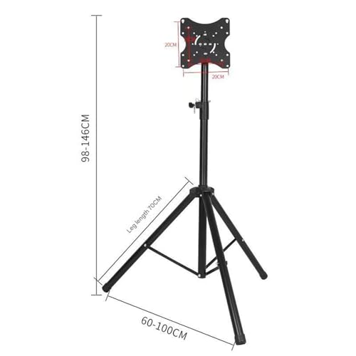 Treppiede pieghevole portatile TV Stand per monitor, altezza regolabile 98-146 cm, staffa rotante per schermo orizzontale e verticale, ideale per display live streaming