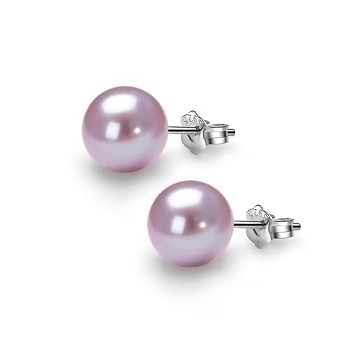 Image of HIGHSPARK 925 Silver Classic Pearl Earrings for Women | 92.5 Sterling Silver & Brilliant Lustre Pearls | Lovely Gift for Women