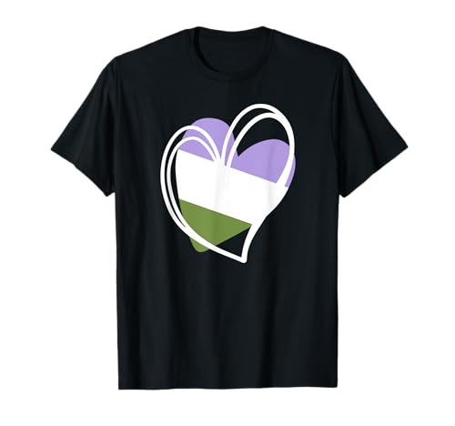 Sutil Genderqueer Pride Heart LGBTQ Queer Bandera Gay Camiseta