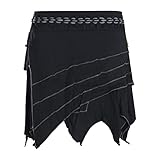 Vishes - Alternative Bekleidung - Damen Rock Goa Zipfelrock Elfenrock Patchwork Asymmetrisch Tasche schwarz 40