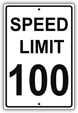 Geroclonup Metal Tin Sign Speed Limit 100 Mph Miles Per Hour Black Letters Zone Slow Down Speeding Alert Attention Caution 20x30cm Decor Sign Wall Sign