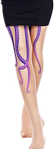 RYWZZZR Halloween Leggings for Women, Tik Tok Handmade Silicone 3D Tentacle Design, Women's 40 Den Soft Opaque Tights Pink