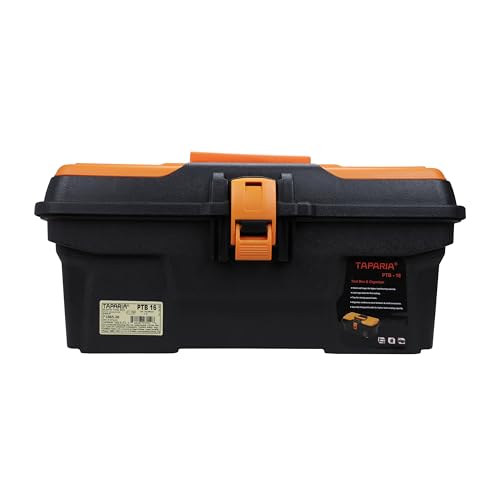 Taparia PTB16 Compact Plastic Tool Box with Organizer (Orange and Black)