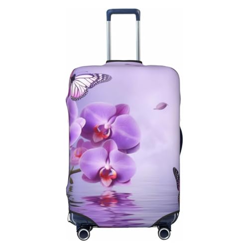 Purple Butterfly Print Luggage Suitcase Covers Elastic Washable Luggage Protector Luggage Covers For Suitcase