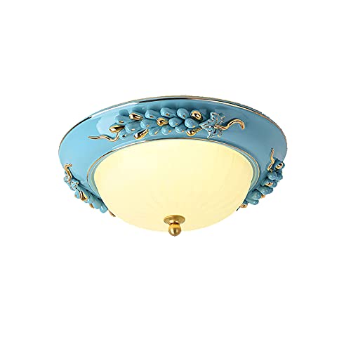Plafonnier LED moderne bleu en verre dépoli 24W d'architecture épurée