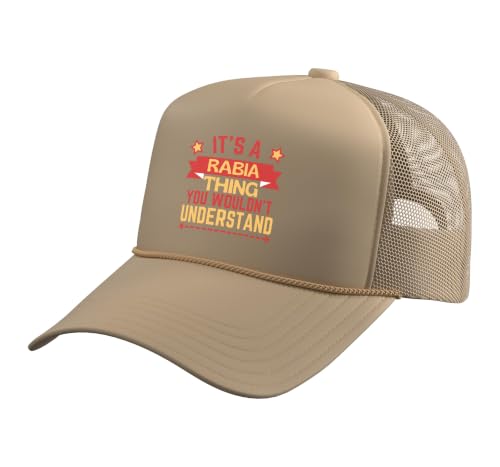 Rabia Name Funny for Rabia Trucker Hat with Adjustable Mesh Back, Khaki