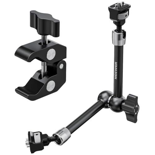 NEEWER Bras Magique Articulé 11' avec Super Pince, Support pour Moniteur Caméra avec Goupilles&Trou Positionnement Arri 1/4' 3/8' pour DSLR Action Cam Éclairage Compatible avec SmallRig Cage, ST16C