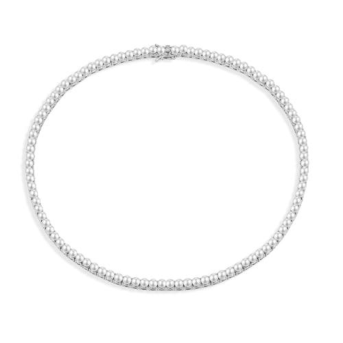 Elegant Dainty Pearl Choker Necklace for Women, Minimalist Tennis Style Pearl Collar, Bridal Statement Jewelry Gift