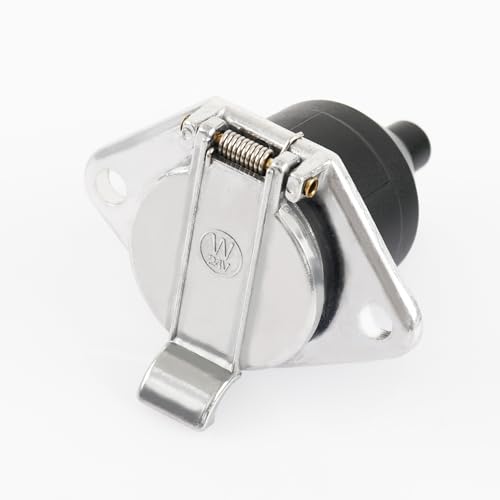 Dazakoot Vehicle-Side 7-Pin Trailer Connector Socket, Female-End Socket Replacement SAE J560 Style, Heavy Duty Die-Cast Zinc Housing 7-Way Round Electrical Connector