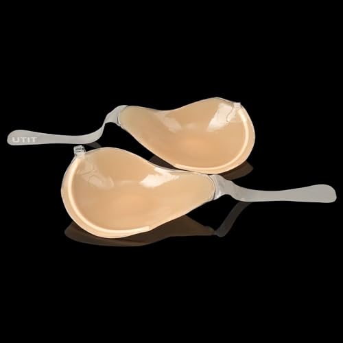Titu Breast Lift Sticky Bra Strapless - Pasties Nipple Covers Invisible Silicone Adhesive Bra Petals Stick On Bra B Beige thumb #4