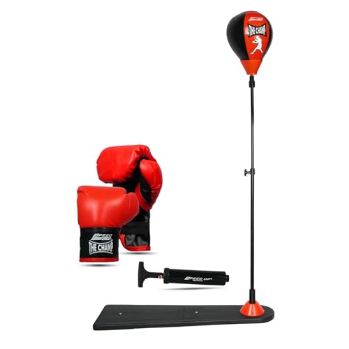 Image of SPEED UP Champ Boxing Punching Stand Set with Punching Gloves & Pump (Age Group 3 to 12 Years, Multicolour)
