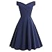Produktbild Riou Rockabilly Kleider Damen V-Neck Sexy Schulterfrei 1950er Vintage Cocktailkleid Abendkleider Elegant für Hochzeit Party Festlich Swing Kleid