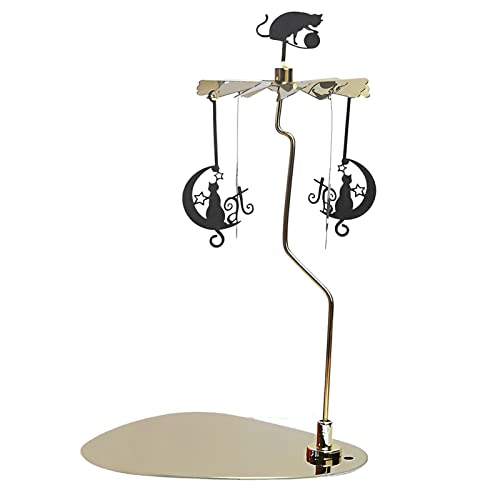 Candle Holder with Tray, Carousel Rotating Metal Tea Light Candle Holder, Butterflies Rotary Tealight Display for Table Centerpiece, Valentine's Day, Party Decor