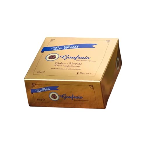 Goufrais Le Petit Kleine Kostbarkeiten 87 5 g | 25 feine Kakao-Gugelhupfe im goldenen Karton | Zart schmelzendes Schokoladenkonfekt - glutenfrei & nussfrei | Das perfekte Geschenk für jeden Anlass