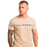 Camiseta Masculina Estampa Califórnia Casual Macia Algodão 30.1 Premium Comfort - Bege/P
