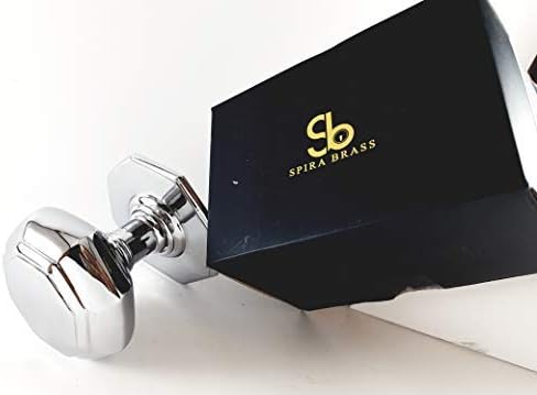 Quality Solid Brass Georgian Style Large Octagonal Centre Door Knob Set Pull Brass/Chrome 80mm (Chrome)