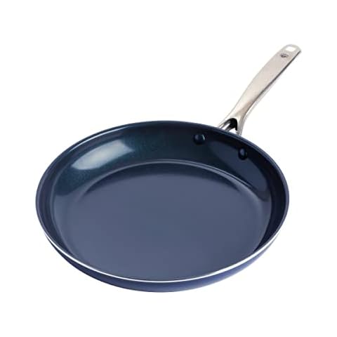 Blue Diamond Cookware Diamond Infused Ceramic Nonstick 30 cm Frying Pan Skillet PFAS-Free Oven Safe Blue Cover