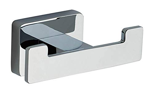 Kibath 496423 SE Design Bathroom Hanger Made of Stainless Steel and Shiny Chrome Finish, with Square Shapes. Placement: with Screws