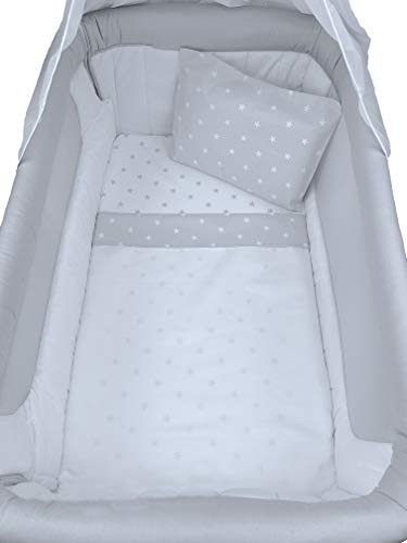 Un prodotto utile ANDY & HELEN Set 3 Pezzi 2/113F1 Maxi Culla. Sotto + Sopra + Federa Fantasia Stelle, Grigio, 230 Grammi