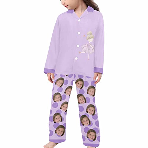 Personalized Pajamas for Girls Custom Face Pet Cat Dog Photo Long Sleeve Sleepwear Shirts Pants 2 Pcs Funny Pajama Set