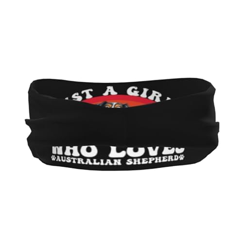 Just A Girls Who Loves Australian Shepherd Adjustable Sports Headband Moisture Wicking Sweatband for Running Workout3